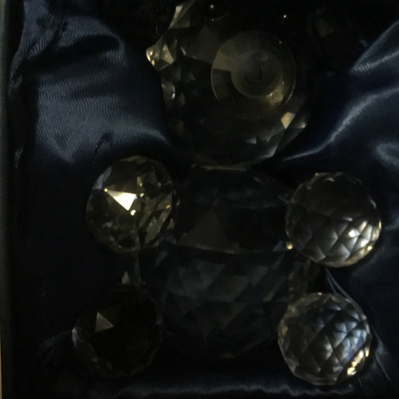 Crystal Teddy Bear Faceted Large 6” Paperweight in Satin Box Vintage - Picture 5 of 5